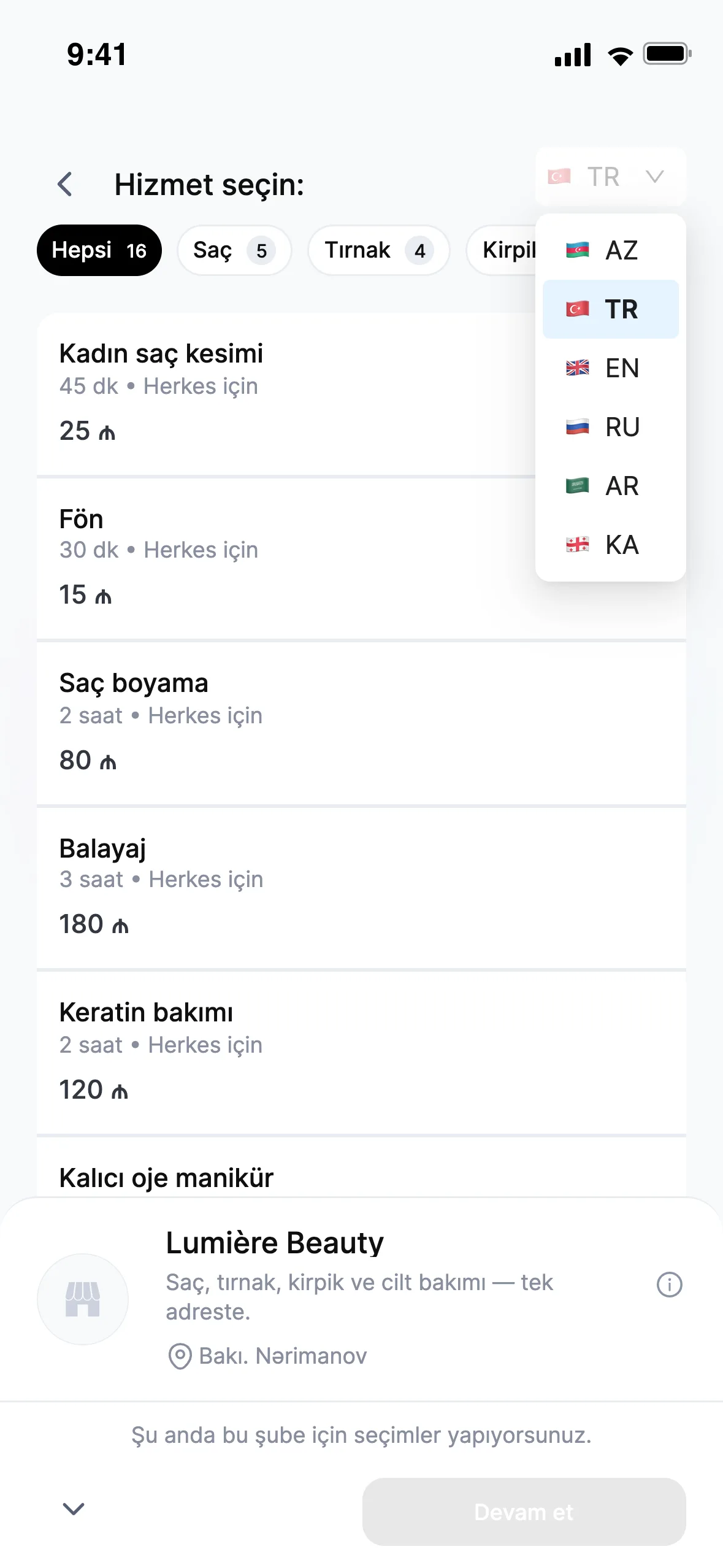 Müşteri çekim türünü, fotoğrafçıyı ve boş saati kendisi seçer.