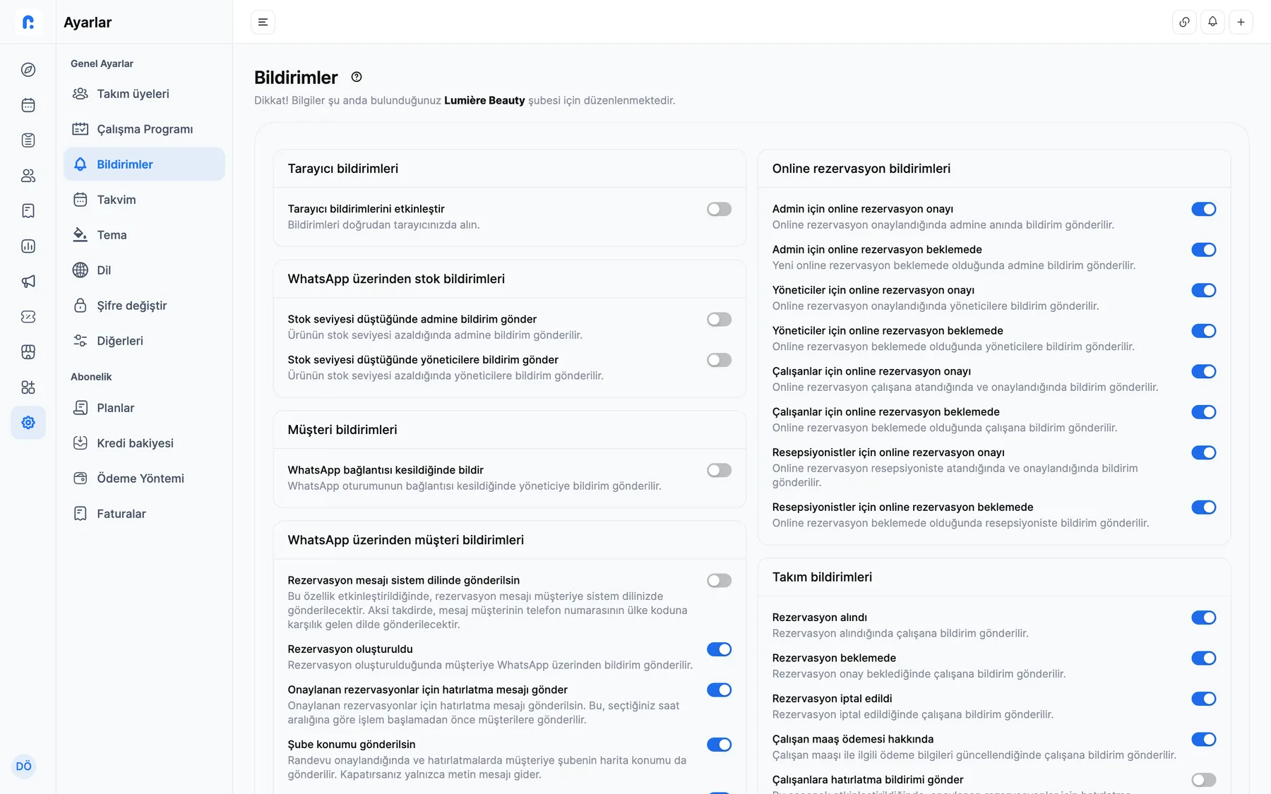 Rezneed'de WhatsApp numarası bağlama ve hatırlatma ayarları